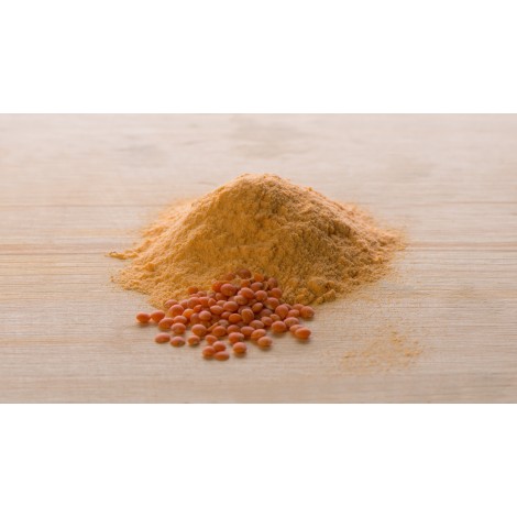 Red lentil flour and grains